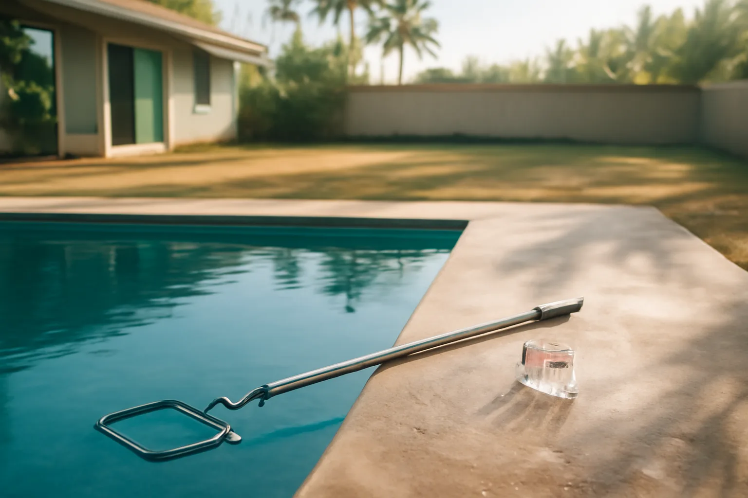 Kailua backyard pool deck set for a Hawaii route stop